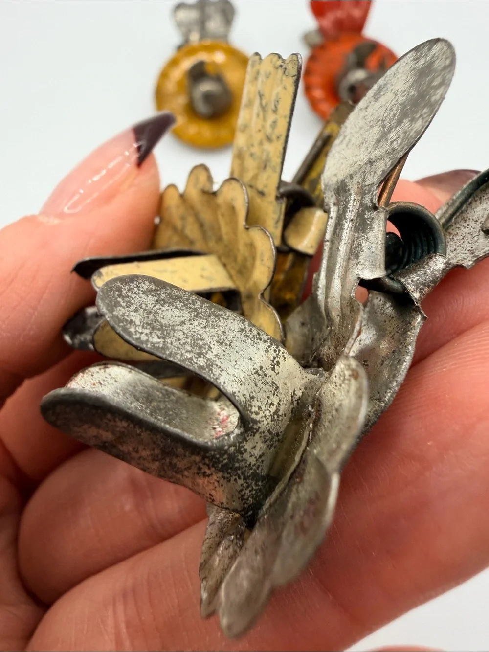 Antique Victorian Tin Enameled Christmas Tree Candle Holder Clips